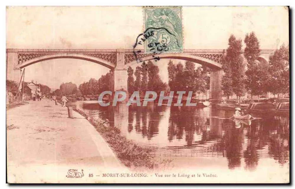Moret-sur-Loing — Ansicht des Loing und des Viaducts — Paris, n°85 - Vorderseite