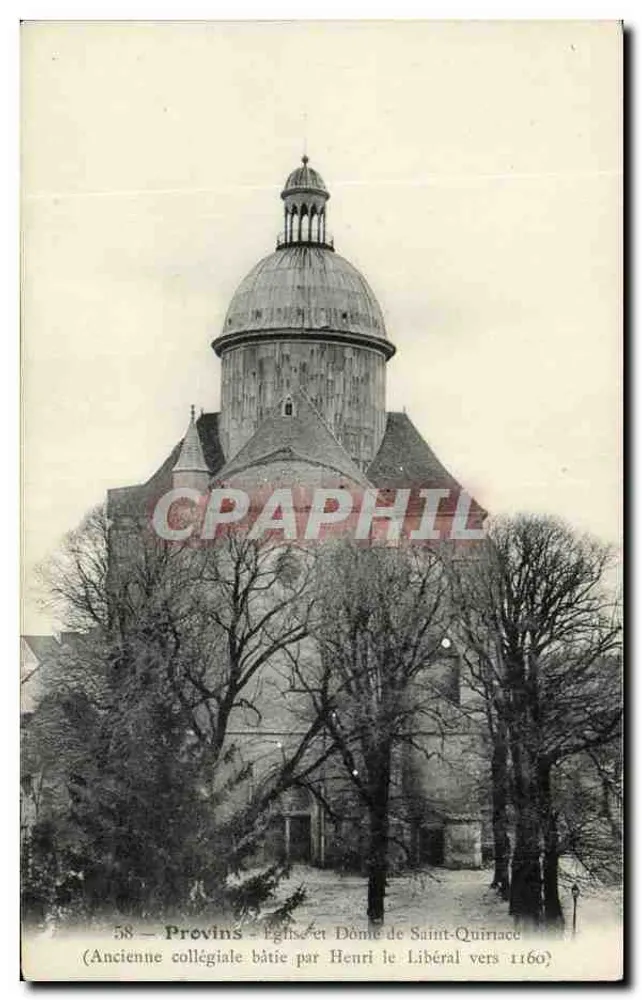 Provins — Kirche und Dach des Saint-Quiriac (Ehemalige Kollegiate gebaut von Henri le Libéral um 1160) - Vorderseite