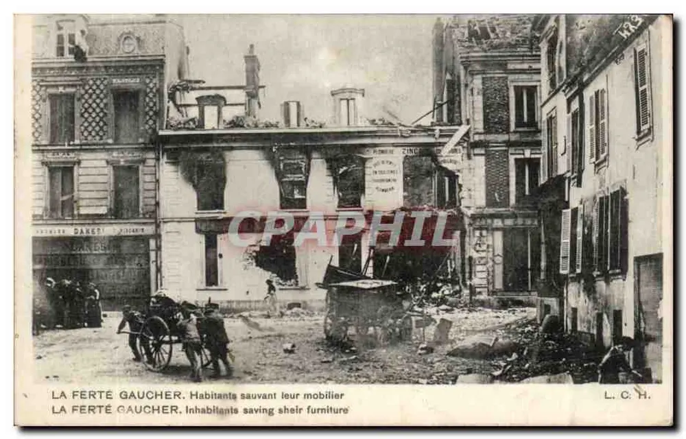 La Ferté-Gaucher — Einwohner, die ihr Mobiliar retten — L.C.H. - Vorderseite