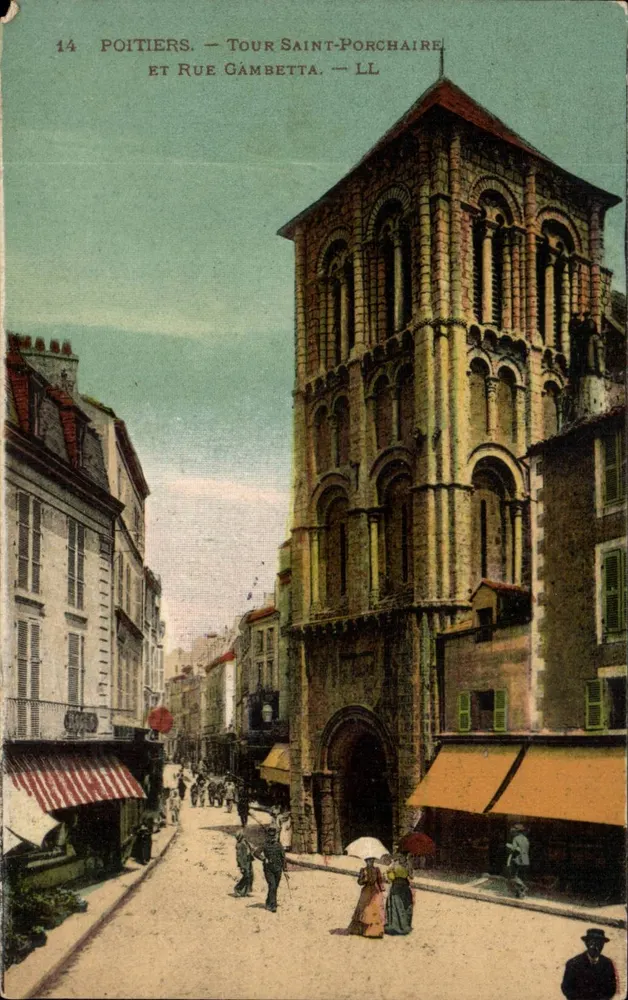 Poitiers — Turm Saint-Porchaire und Straße Gambetta — LL - Vorderseite