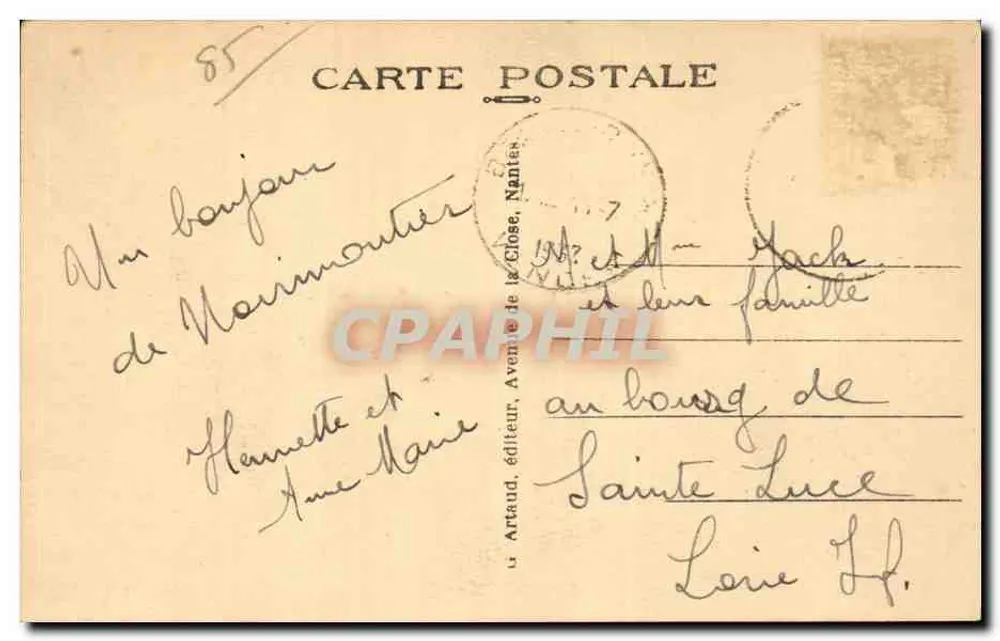 Noirmoutier (Vendée) — Ein Weg im Wald La Chaize — G. Artaud, Verlag, Nr. 24 - Rückseite