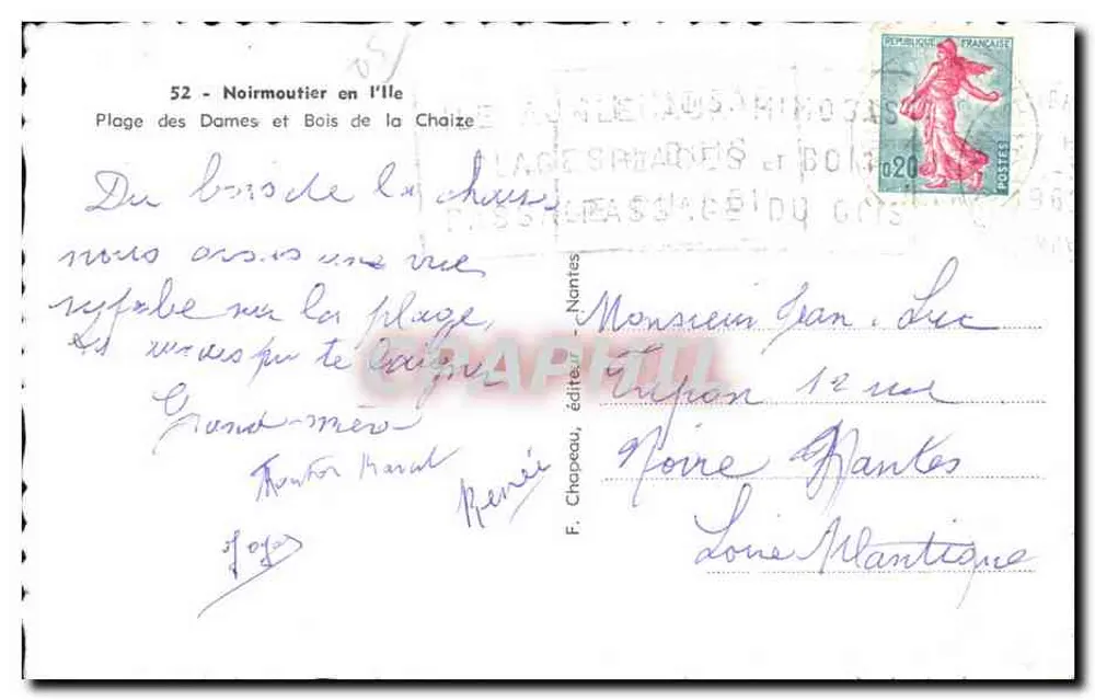 Praia das Damas e Bosque da Chaize — Noirmoutier na Ilha — editor F. Chopeau, Nantes - Verso