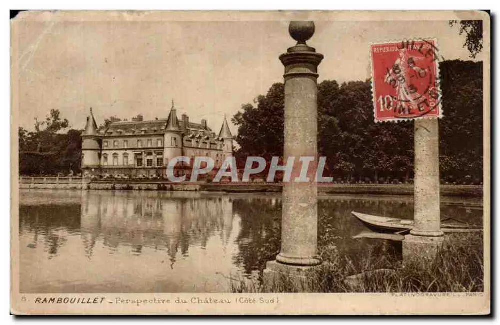 Rambouillet — Perspectiva do Castelo (Lado Sul) — Platinogravura L. Paris - Frente