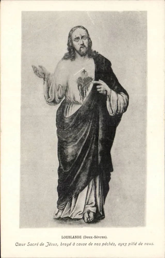 Coração Sagrado de Jesus — estátua em Loublande (Deux-Sévres) — editor não identificado - Frente