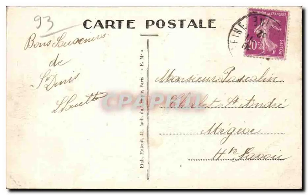 St-Denis - Haus der Ehrenlegion und Abtei - E. M. - n° 3519 - Rückseite