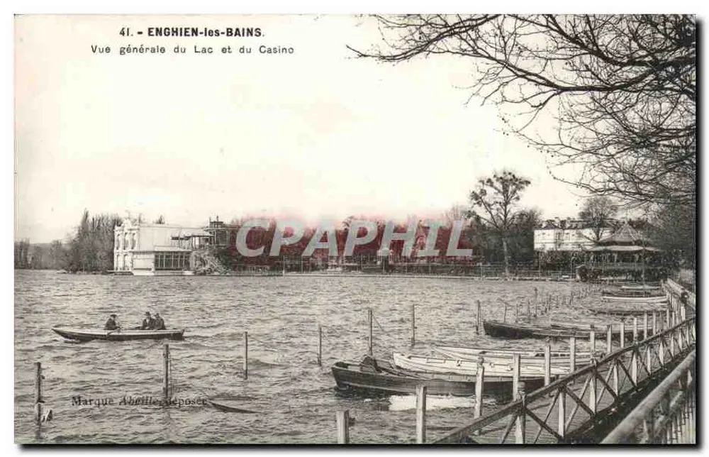 Enghien-les-Bains — Allgemeiner Blick auf den See und das Casino — Mark Abetille, Einlage - Vorderseite