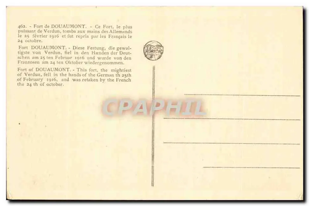 Forte de Douaumont — Verdun — Éditions Verdun - Verso