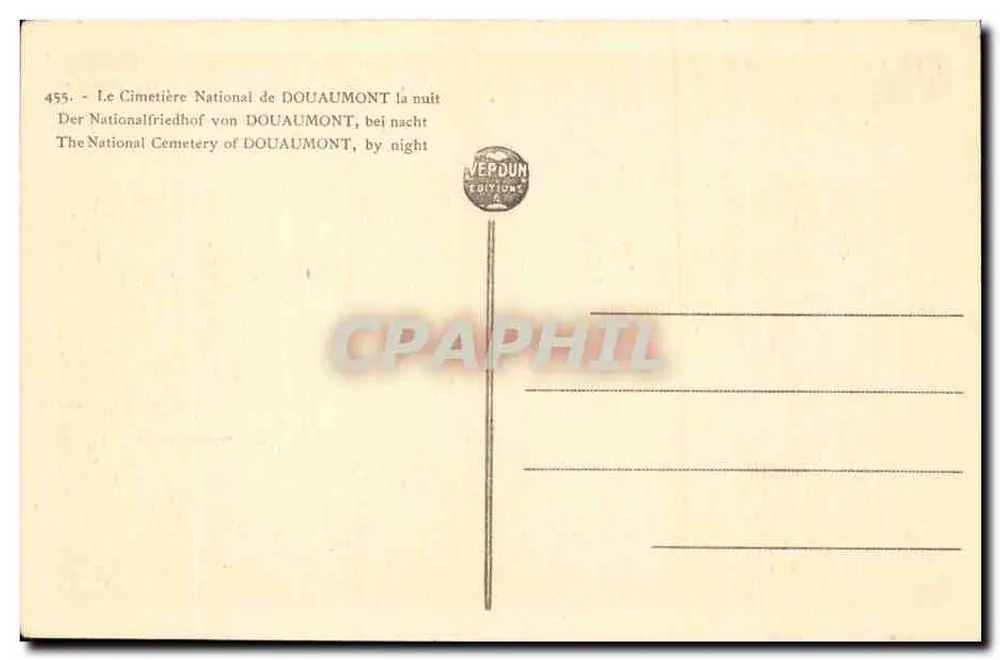 Nationalfriedhof von Douaumont — Nacht — Veroun Éditions n°455 - Rückseite