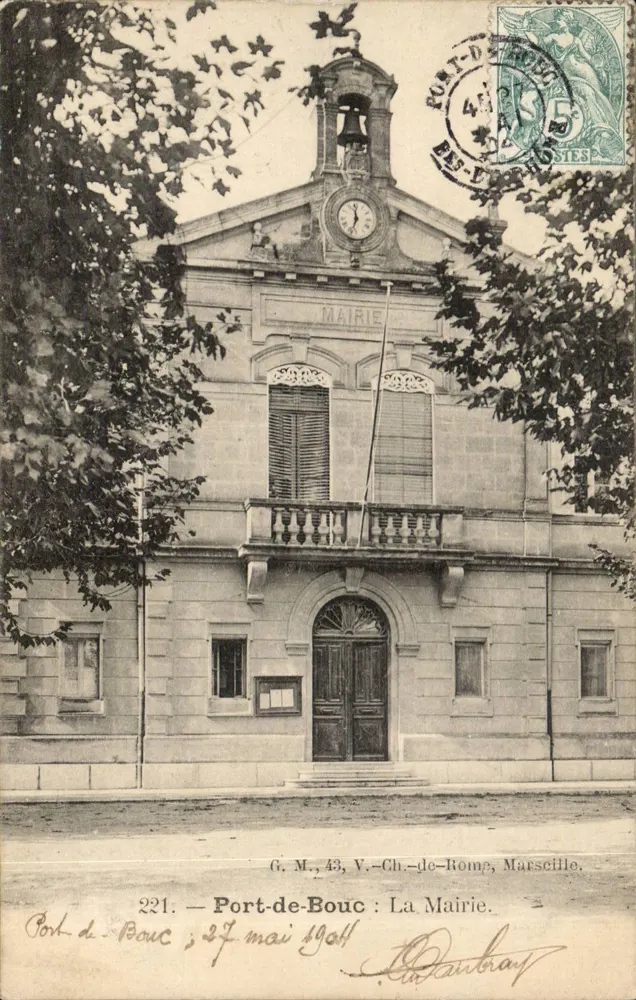 Port-de-Bouc — A Prefeitura — G. M., 43, V.-Ch.-de-Rome, Marselha, n°221 - Frente
