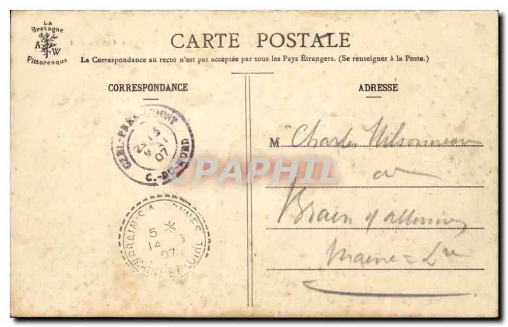 Kapelle der N.D. de Lorette zwischen Uzel und Le Quillec — La Bretagne Pittoresque, Nr. 993 - Rückseite