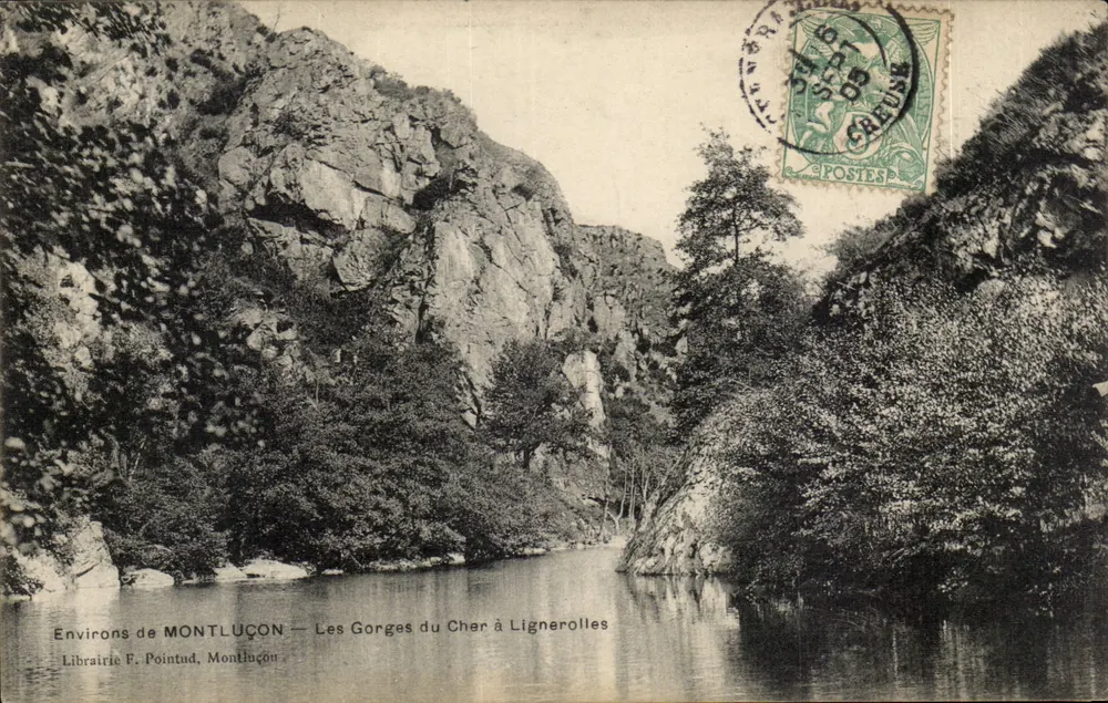 Umgebung von MONTLUÇON — Die Schluchten des Cher bei Lignerolles — Buchhandlung F. Pointud, Montluçon - Vorderseite