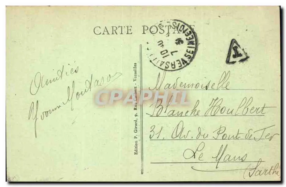 Versailles - Le Grand Trianon et les Jardins — Édition P. Girard, Versailles - Verso