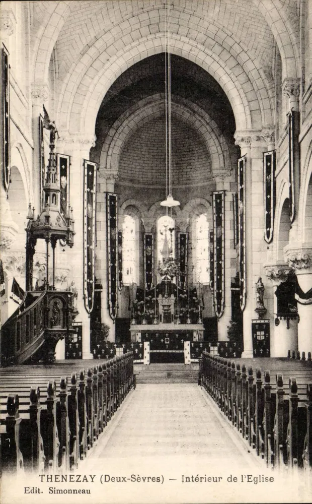 Thenezay (Deux-Sèvres) — Binnenkant van de Kerk — Edit. Simonneau - Voorkant