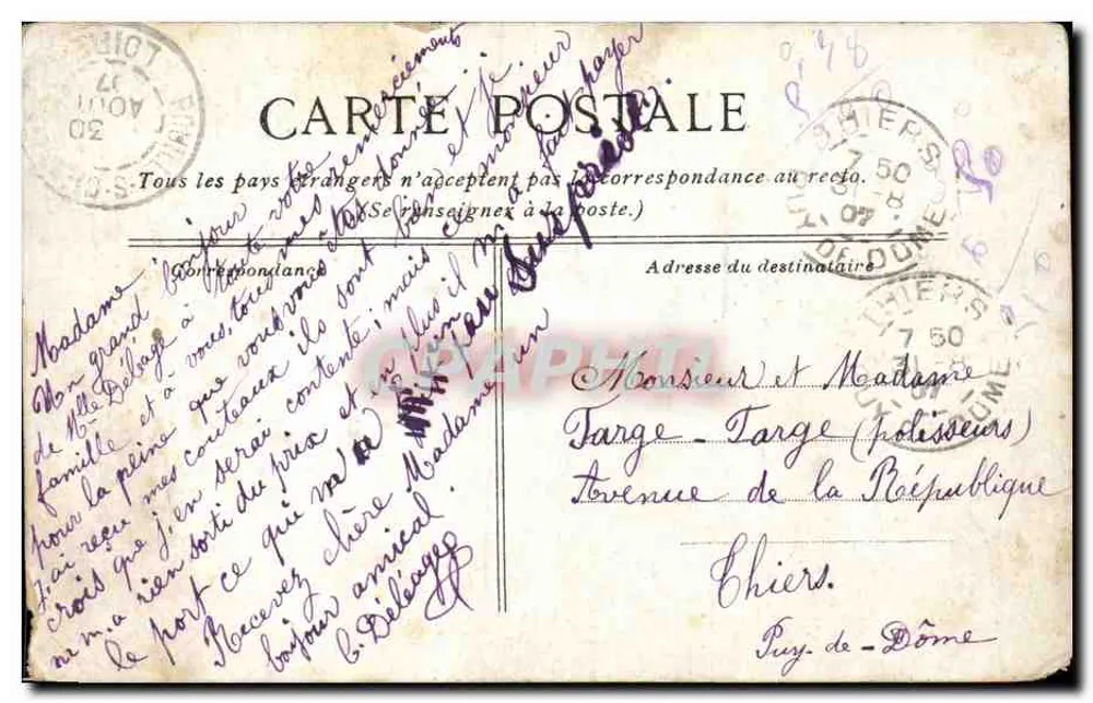 Versailles - O Hotel de Ville — cliché A. BOUL — n° 114 - Verso