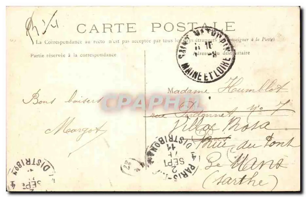 Saumur — Rue Courcouronne — Kirche Saint-Nicolas — D.P. n°43 - Rückseite