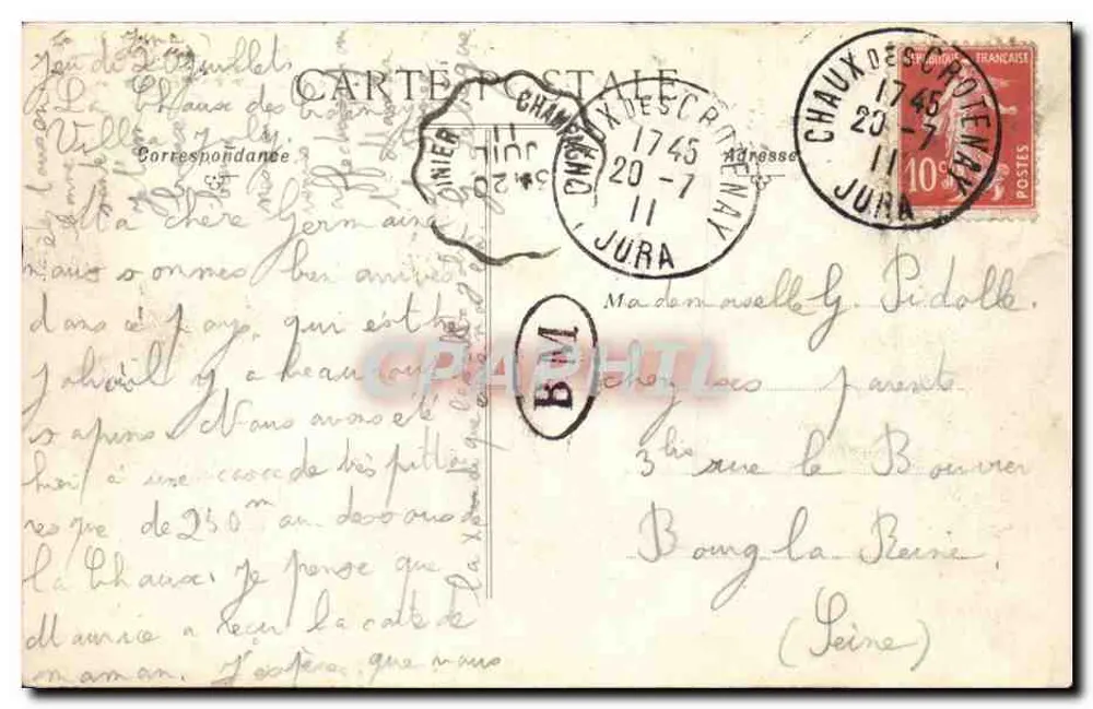 La Chaux-des-Crotenay - Der Kirchenviertel — Sammlung Courtes Hébert - Rückseite
