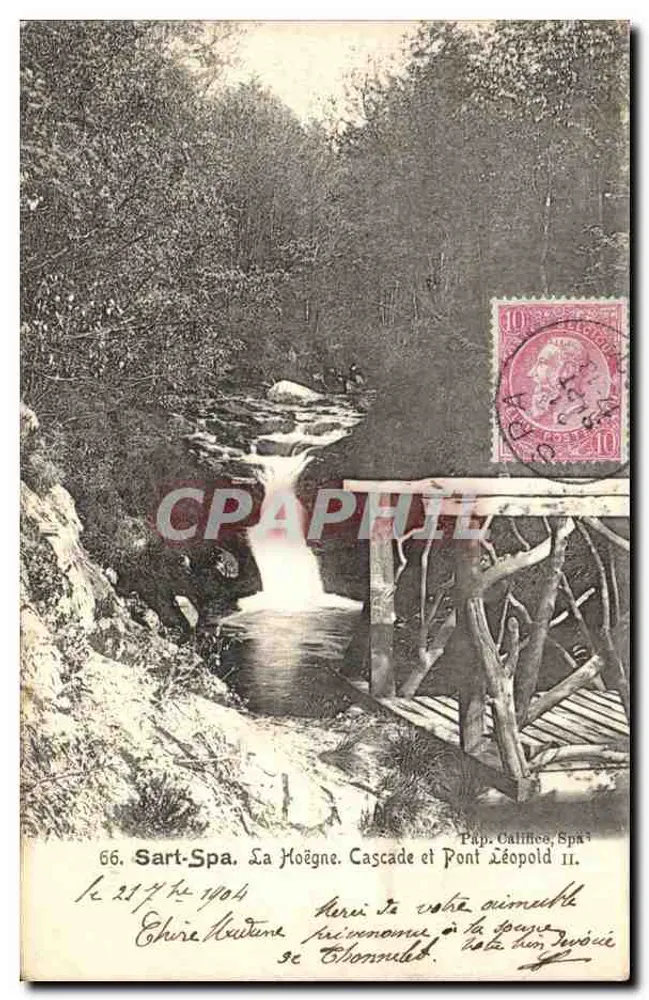 Sart-Spa. La Hoëgne. Wasserfall und Brücke Léopold II. — Pap. Califice, Spa — Nr. 66 - Vorderseite