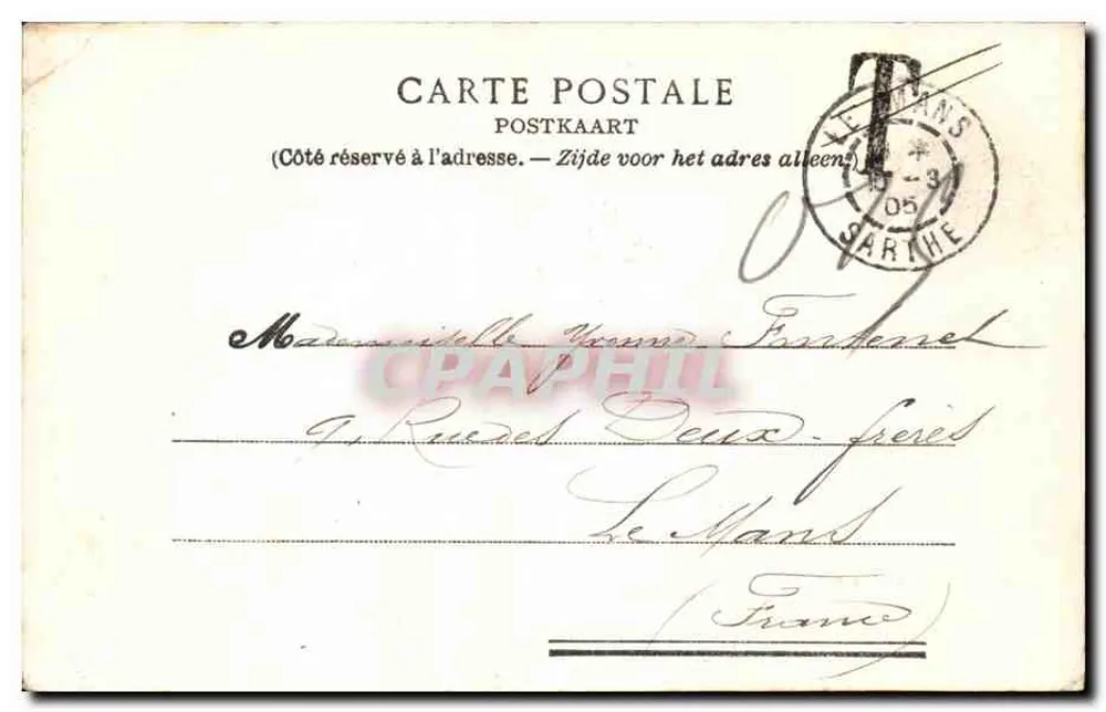 Laeken — Palácio do Rei — Edit. Mme J. R. Brux. - Verso