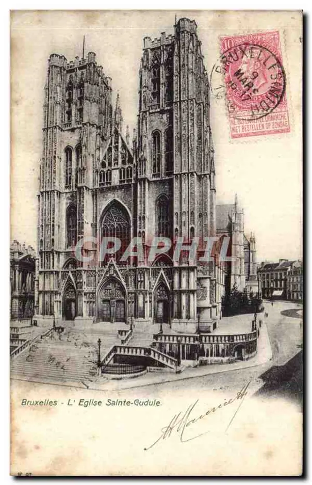Bruxelas - A Igreja de Santa Gudule - Editor Roumandans, n° P. 27 - Frente