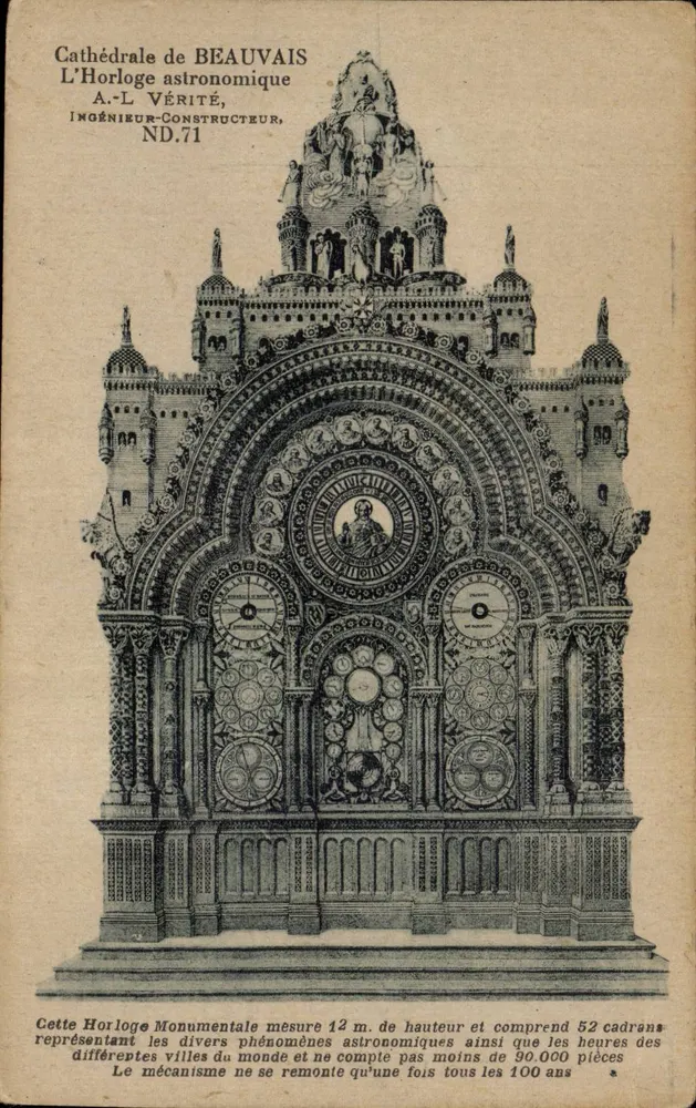 Kathedrale von Beauvais — Die astronomische Uhr — A.-L. Vérité, Ingenieur-Bauer, ND.71 - Vorderseite
