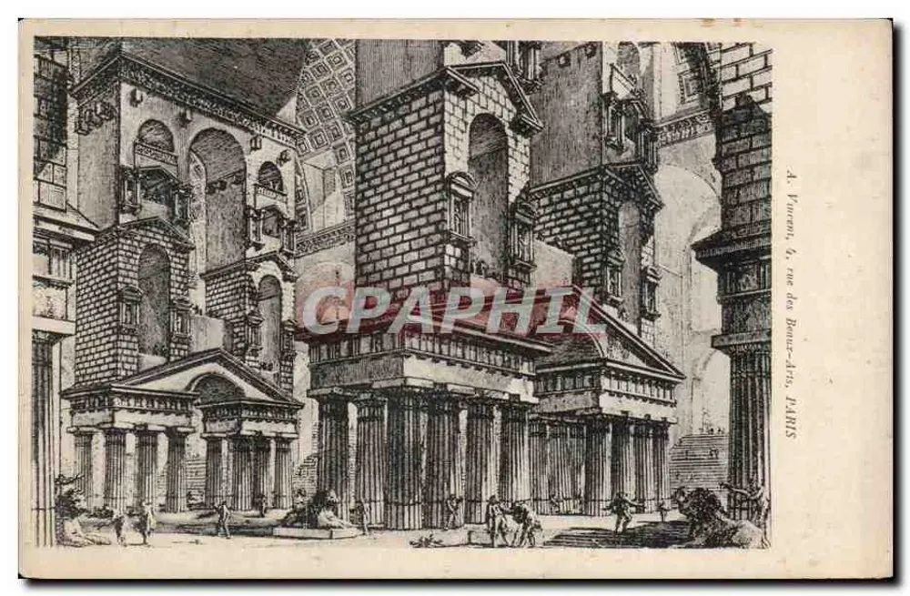 Ansicht der rue des Beaux-Arts in Paris — Architekturengravur — A. Vincenot, 4, rue des Beaux-Arts, PARIS - Vorderseite