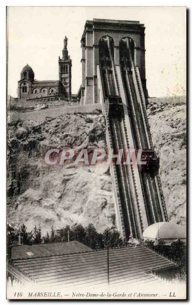 Marseille — Notre-Dame-de-la-Garde und der Aufzug — LL 116 - Vorderseite
