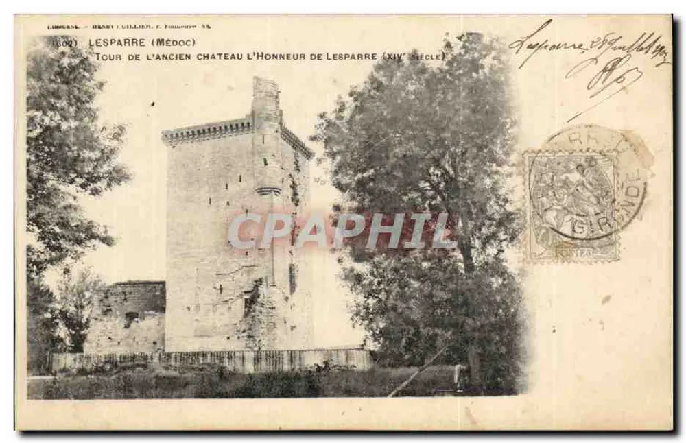 Lesparre (Médoc) — Turm des alten Schlosses l'Honneur (14. Jahrhundert) — Henry (Lellier) & C. Drucker, n° 1602 - Vorderseite
