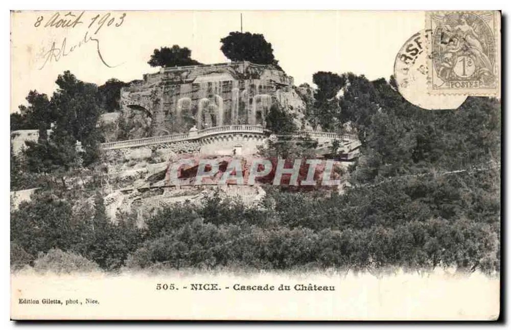 NICE - Wasserfall des Schlosses — Éditeur Edition Gilettas, phot. Nice, n° 505 - Vorderseite