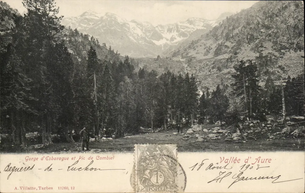 Gorge d'Esbarague und Pic de Gambiel — Baquèries-de-Luchon — A. Villatte, Tarbes, n° 11260, 12 - Vorderseite