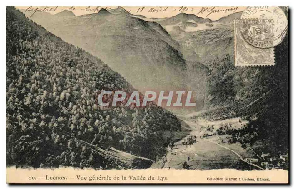 Luchon — Vista geral da Vale do Lys — Coleção Sartre em Luchon, Déroué - Frente