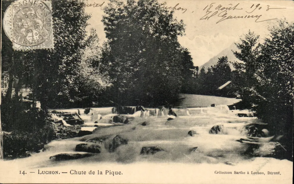Luchon — Cachoeira da Pique — Coleção Sarthe em Luchon, Dérosé. - Frente