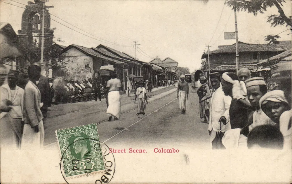 Scena di strada. Colombo — Posta Ceylon, timbro 3 annas - Recto