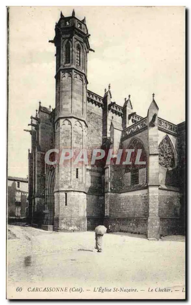Carcassonne (Gâté) — Die Kirche St-Nazaire — Der Turm - Vorderseite