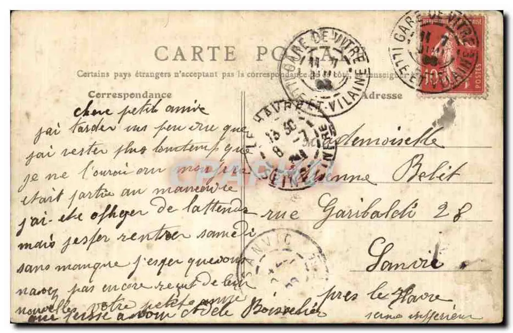 Vitré (Ille-et-Vilaine) — Ansicht der Vilaine — B. By Paris, 1900 - Rückseite