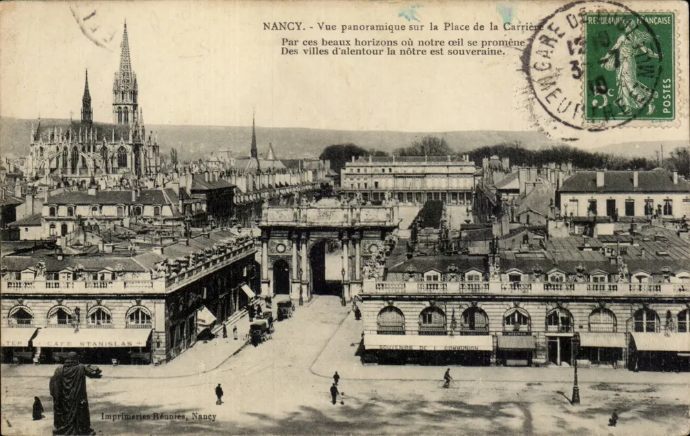 NANCY - Panoramablick auf die Place de la Carrière — Imprimeries Réunies, Nancy - Vorderseite