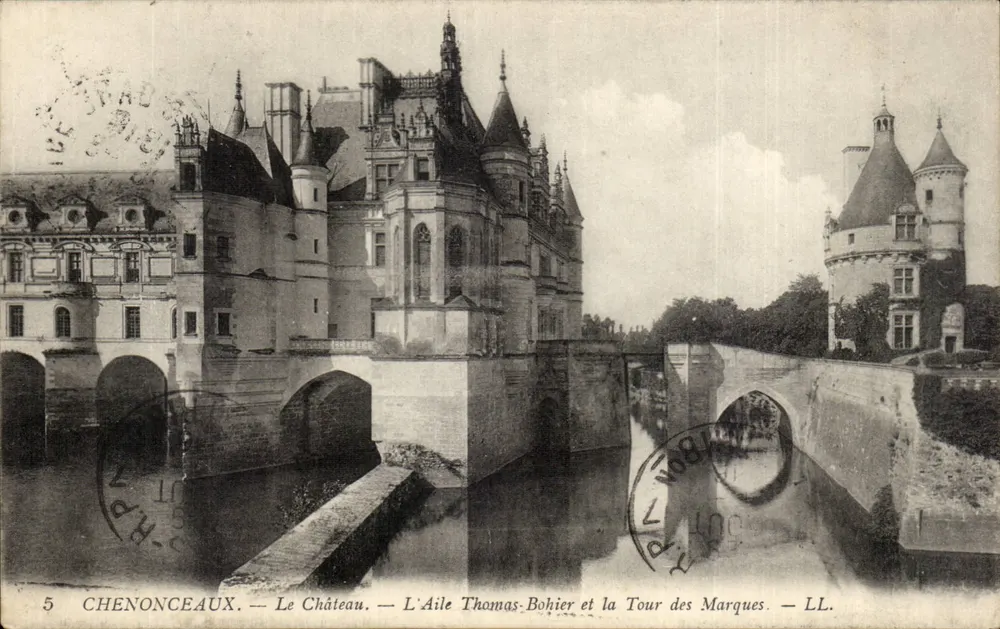 Chenonceaux — Das Schloss — Die Thomas-Bohier-Flügel und die Marques-Turm — LL. - Vorderseite