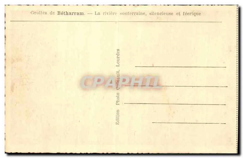 Grottes de Bétharram — Die unterirdische Fluss, still und zauberhaft — Edition Photo Garnault, Lourdes - Rückseite