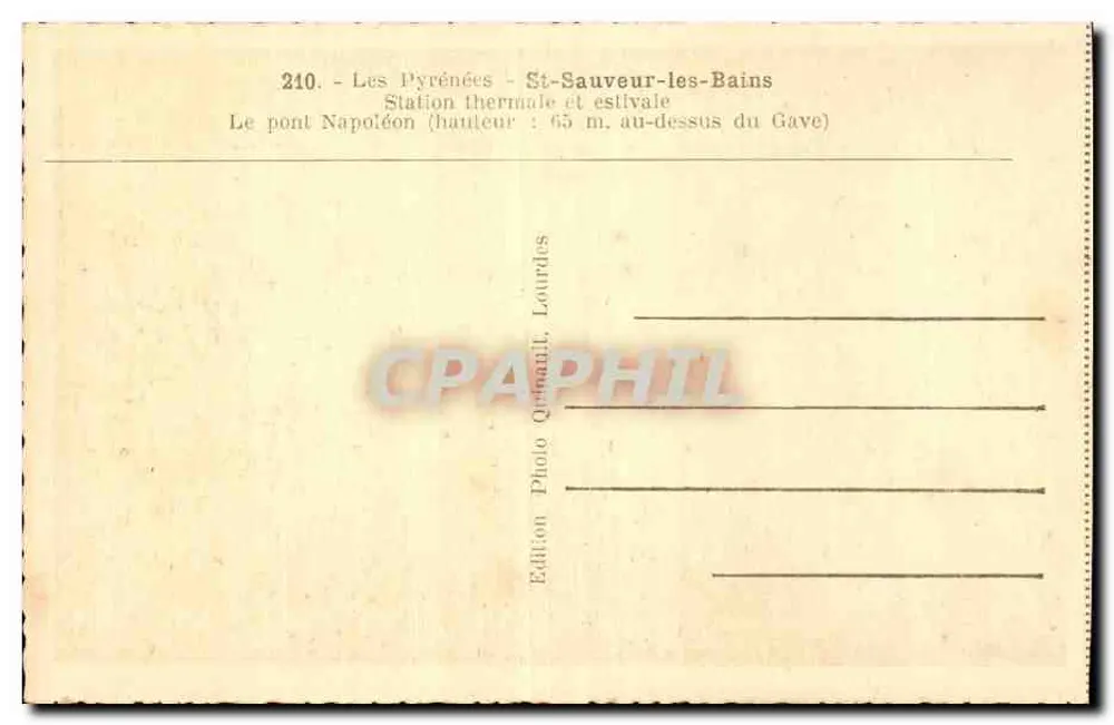 Napoleon-Brücke — St-Sauveur-les-Bains — Photo Edition Quinault, Lourdes - Rückseite