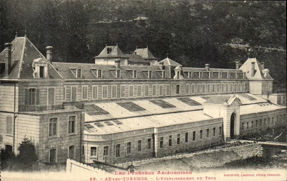 Ax-les-Thermes — A Instalação do Tech — Os Pirineus Ariégeois — Fototipia Labouche Frères, Toulouse - Frente