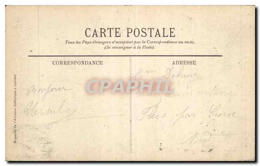 Retrato autêntico de Bernadette Soubirous — Lourdes — editor não visível, n° 234 - Verso