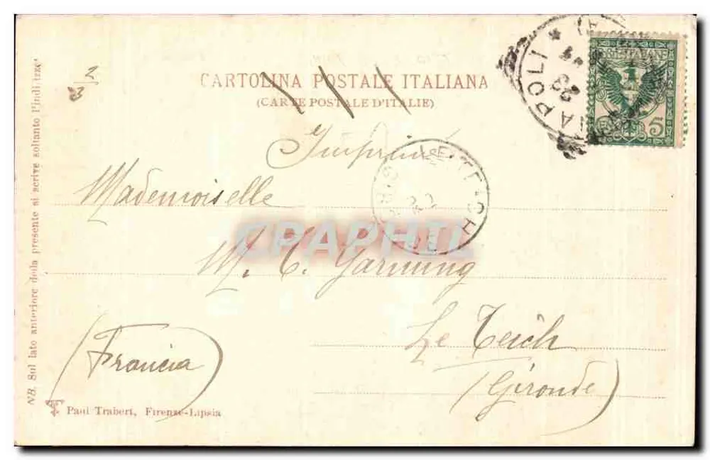 Contorni di Napoli — Ansicht von Posilipo — Verlag J. Genevois - Rückseite