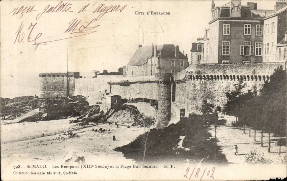 St-Malo - Die Mauern (13. Jahrhundert) und der Strand Bon Secours — G. F. n°798 - Vorderseite