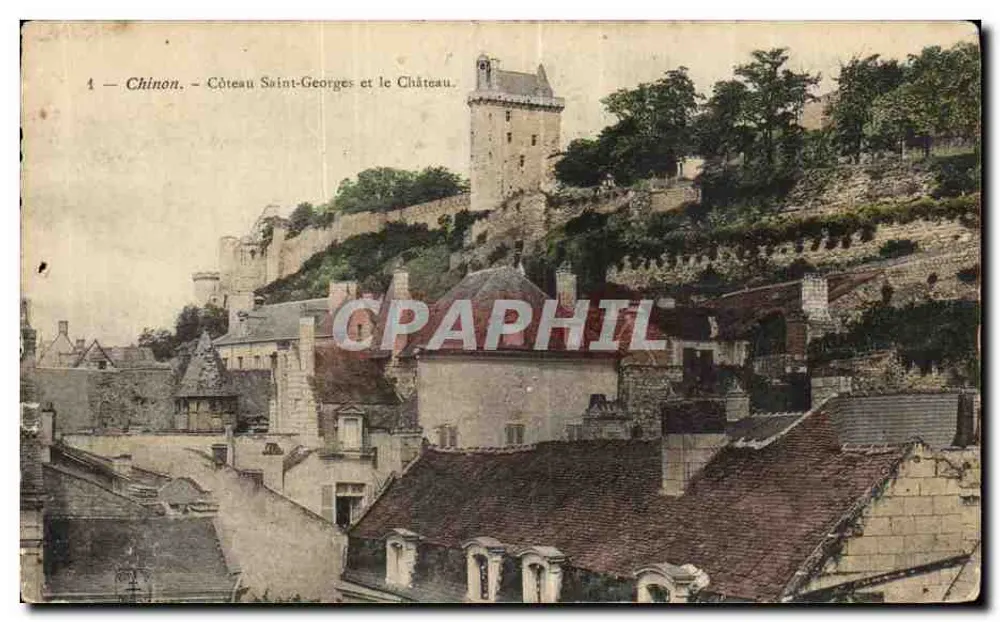 Chinon — Côteau Saint-Georges und Schloss — unbekannter Verlag, Nr. 4 - Vorderseite