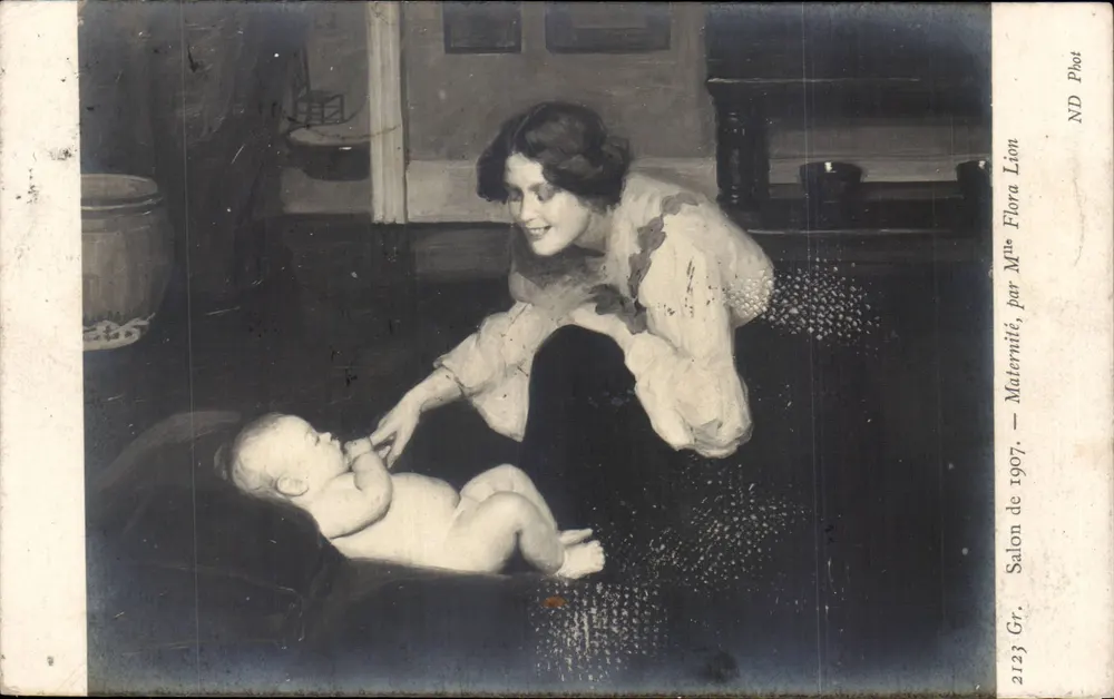 Maternidade — Salão de 1907 — ND Phot Gr. 2123, por Mme Flora Lion - Frente