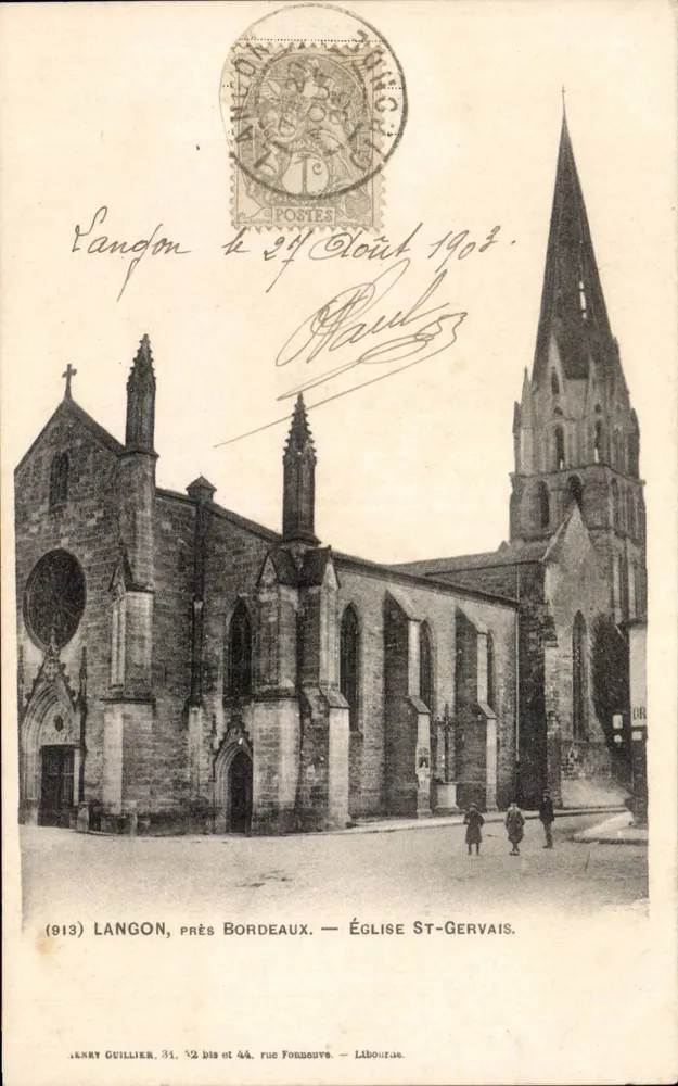 Langon, nahe Bordeaux — Kirche St-Gervais — Henry Guillier, 31, 12 bis und 44, rue Fonneuve, Libourne - Vorderseite