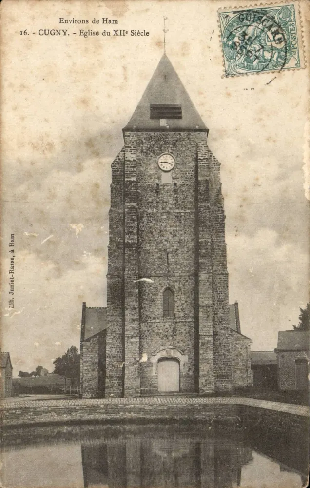 Ao redor de Ham — Igreja do século XII — Lib. Juniet-Rasse, em Ham - Frente