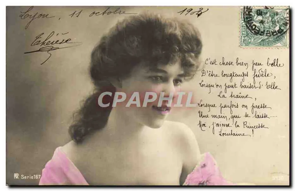 Junge Frau in einem rosa Kleid — Serie 167 — Verlag R - Vorderseite