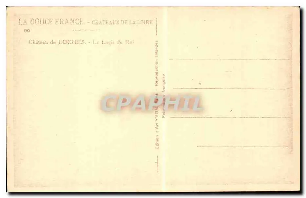 Castelo de Loches — O Logis do Rei — Edição de Arte YVON, n°90 - Verso