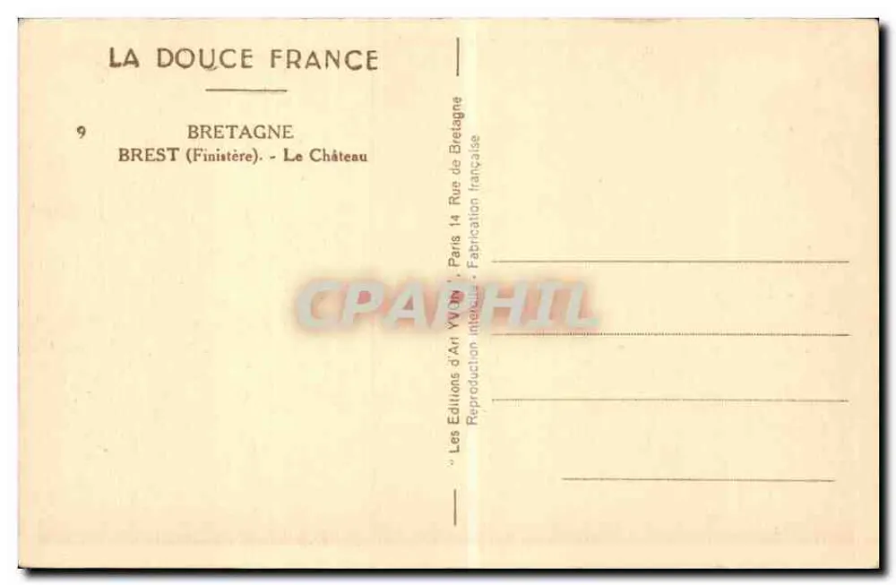 Brest (Finistère) — O Castelo — Les Éditions d'Art de Bretagne - Verso