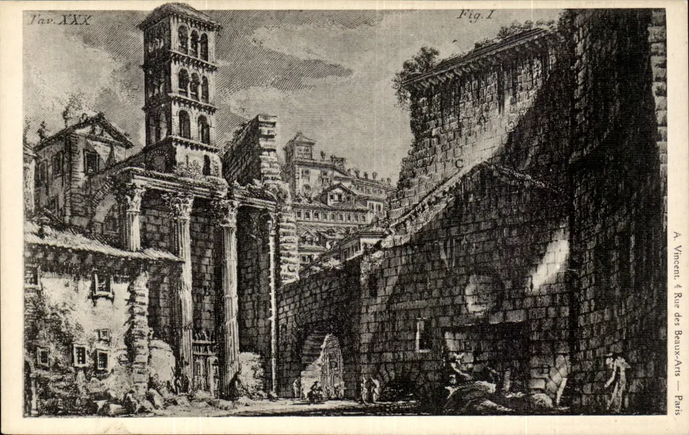 Ruínas romanas — vista arquitetônica — A. Vincent, 4 Rue des Beaux-Arts — Paris - Frente